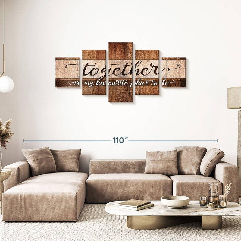 Ensemble de citation «Together Is My Favorite Place» 5 pièces, H 34 po x l 74 po x P 1,25 po