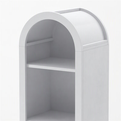 Petite bibliothèque cintrée de 170 cm de haut, style moderne du milieu du siècle, à 5 niveaux, avec étagère ouverte pour salle à manger, salon ou chambre.