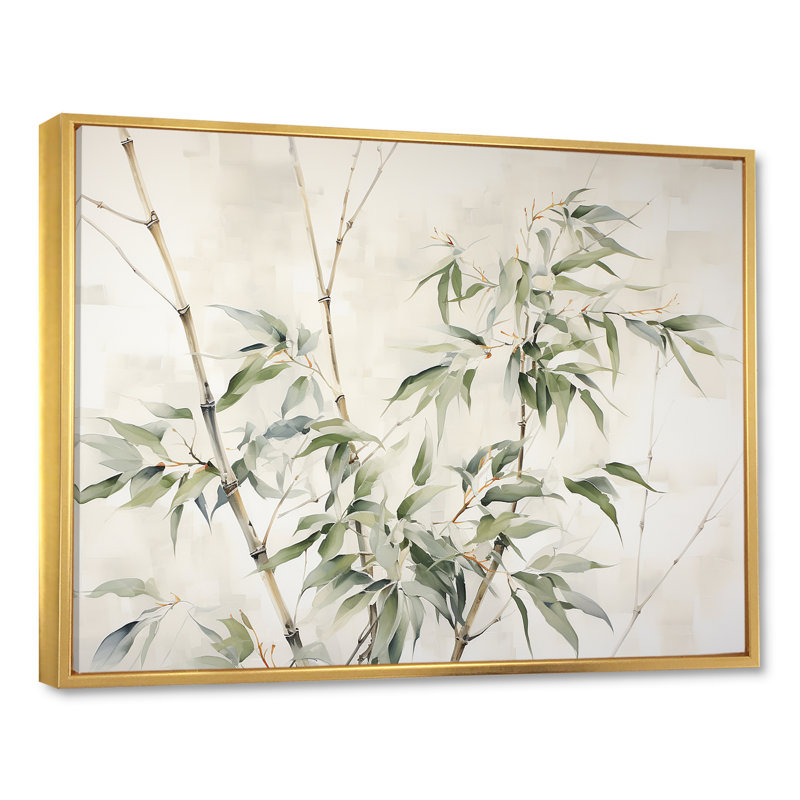 «Mute Bamboo Embrace V», impressions d'art mural en bambou_106619, H 16 po x l 32 po x P 1 po, Cadre flottant doré