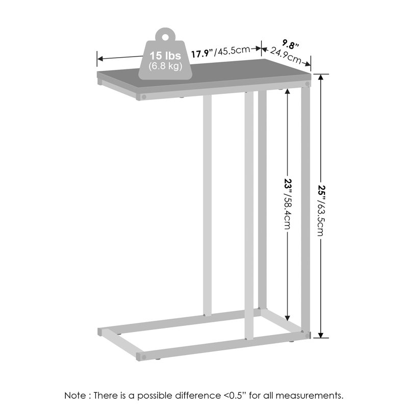 Table de bout Ysela, Gris chêne français