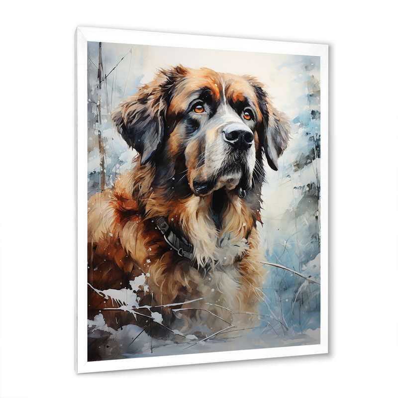 Saint Bernard Serenity IV sur toile, H 32 po x l 24 po x P 1 po, Cadre simple blanc