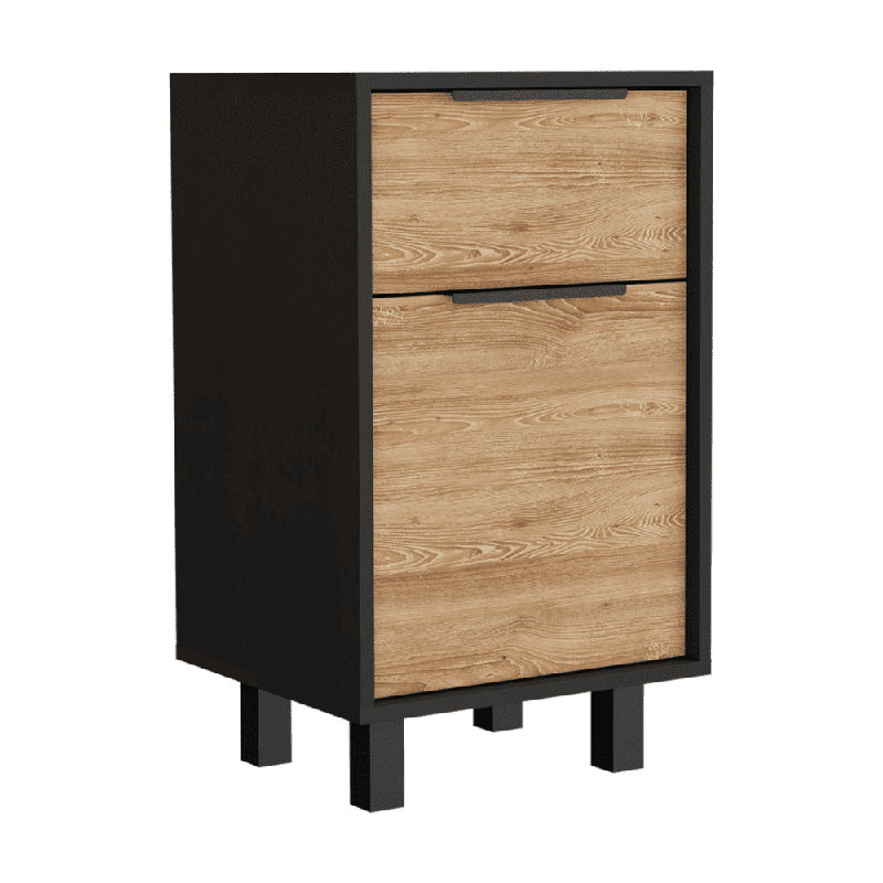 Kylia 41.2cm W Manufactured Wood Bedside Table, Black/Natural