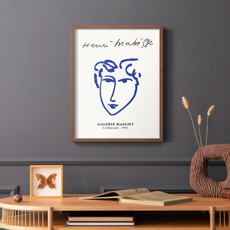 Matisse CVII, reproduction encadrée - bois massif, Brun, H 14 po x l 11 po