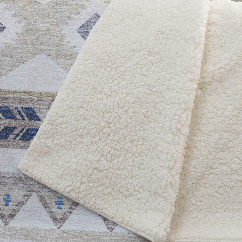 Addison Machine Washable Sherpa Aztec Throw Blanket, Taupe