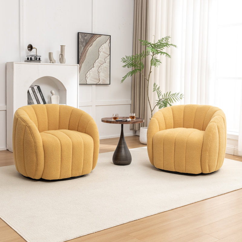 Fauteuil demi-tonneau pivotant, Mélange de polyester jaune
