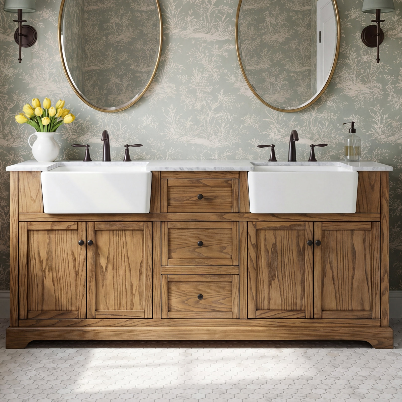 Pardue 72'' Double Bathroom Vanity, Driftwood