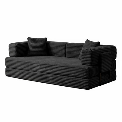 80.7" Convertible Sofa Bed, 5-in-1 Sleeper Loveseat with Storage, Upholstered Fabric Couch with Pillows, Folding Design for Living Room Bedroom Dorm