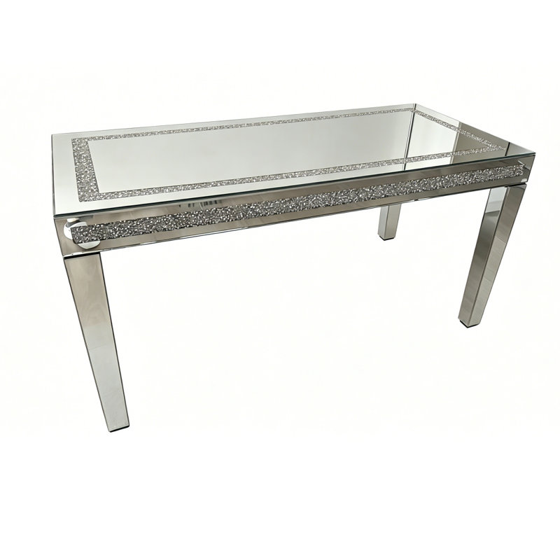 Table de salle à manger rectangulaire en verre à miroir 59 po