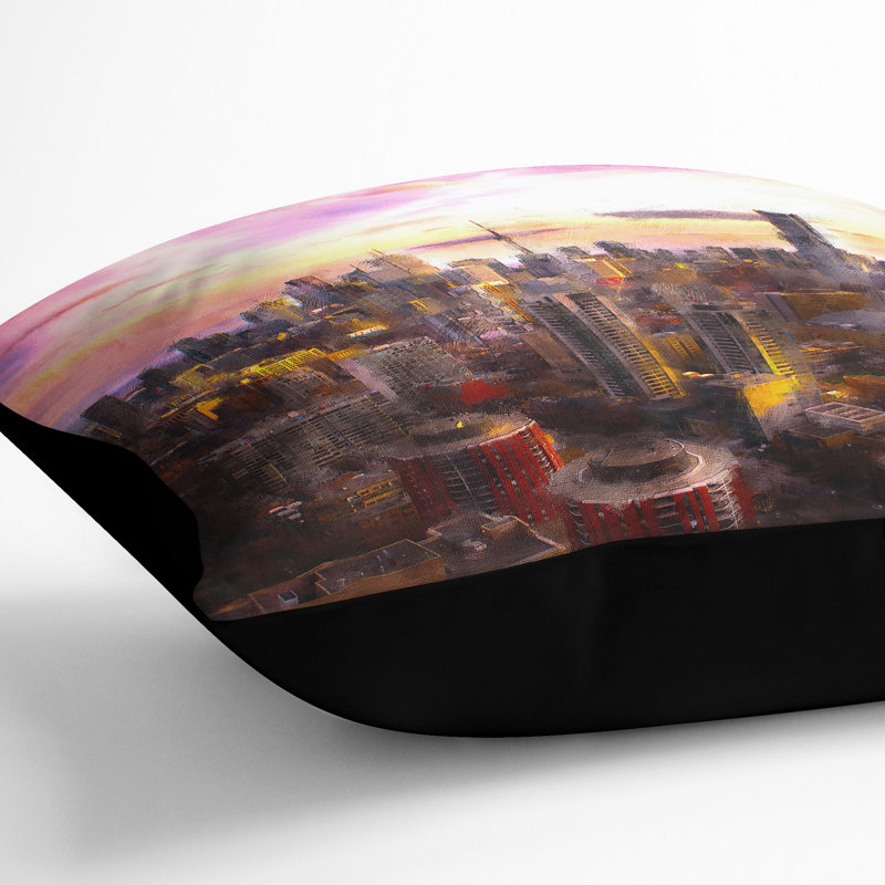 Toronto Canada Skyline Cushion with Filling, 55cm H x 55cm W x 20cm D, Black