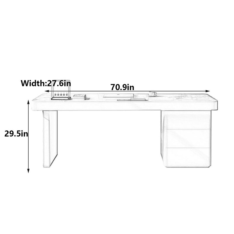 Hunziker, H 29,5 po x l 70,9 po x P 27,6 po