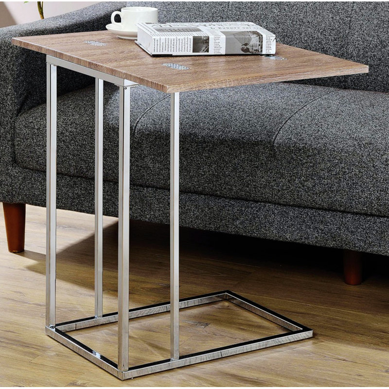 Millington End Table With Extension Top, Side Table With Folding Top, Rectangular Accent Table