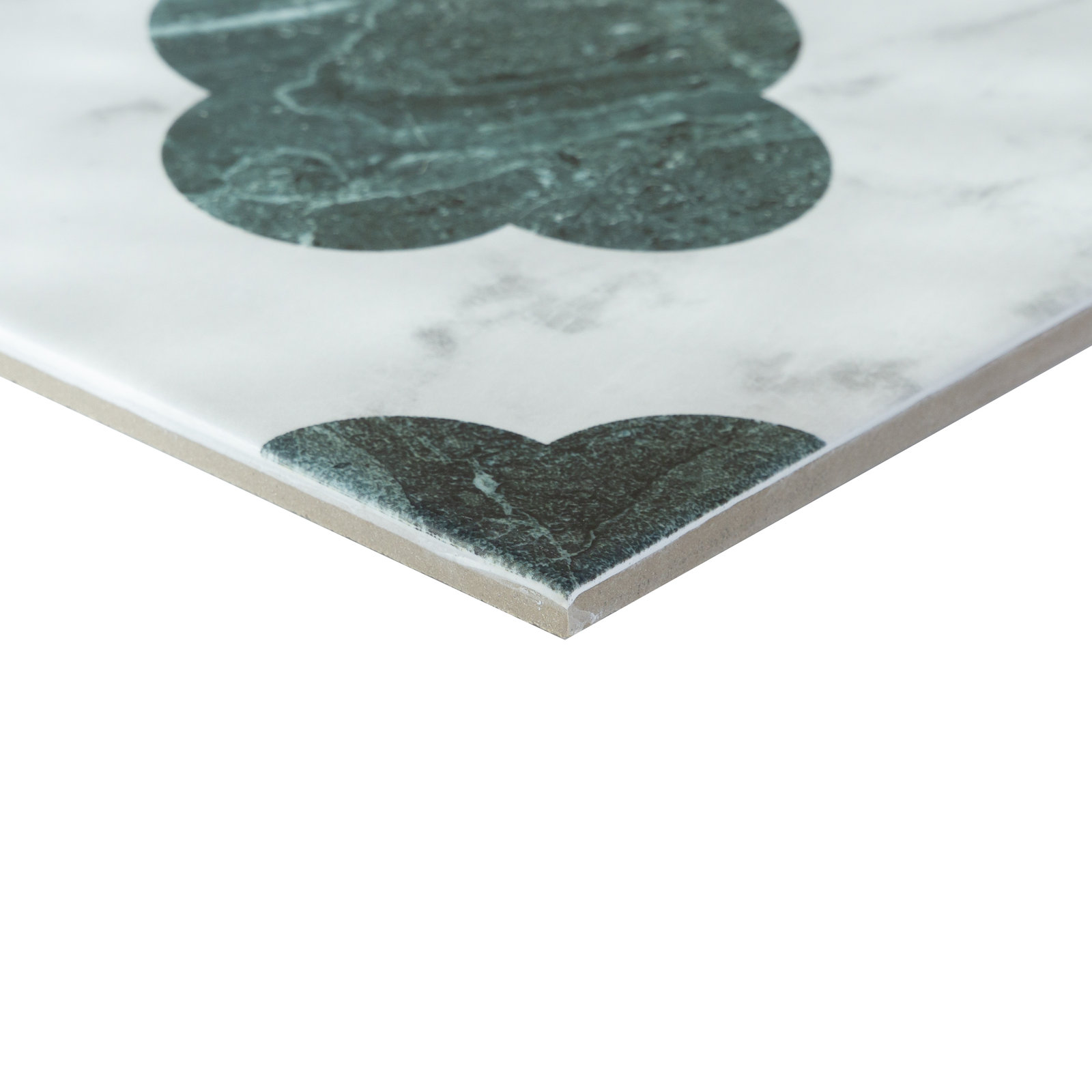 Dandy Pin 8" x 8" Encaustic Tile, White/Green Mix