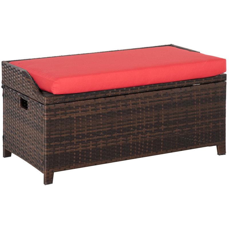 Banc de rangement imperméable en métal, Brun, Rouge