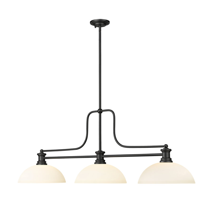 Lustre linéaire moderne à 3 lumières Eraste, Opale mat