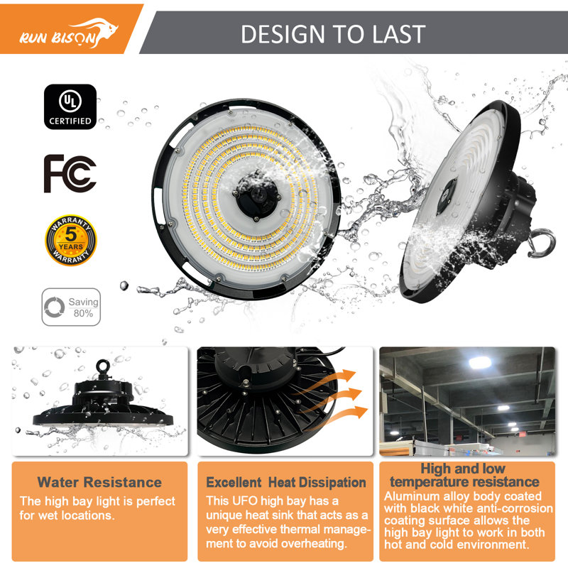 Dimmable Aluminum UFO LED High Bay Ceiling Light