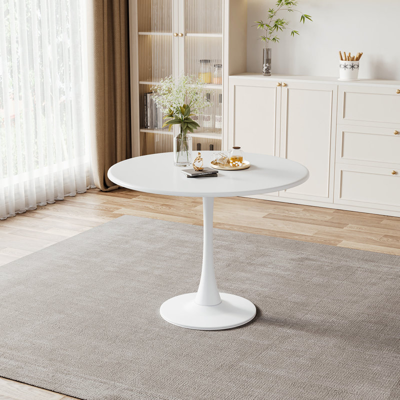 Menk Round Metal Dining Table, White