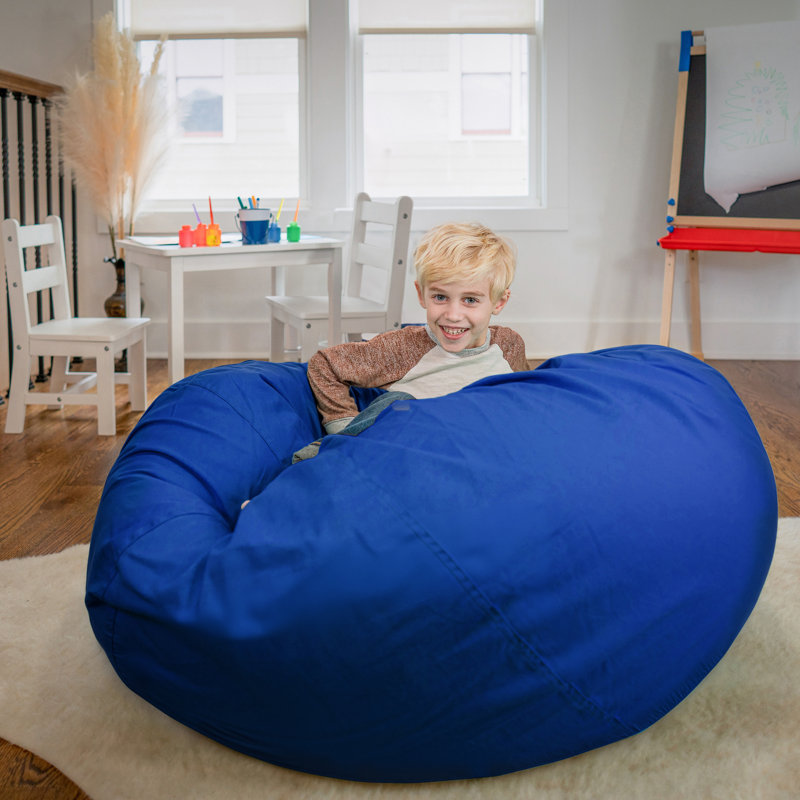 Fauteuil à billes en coton Classic, Sergé de coton bleu royal, Grand