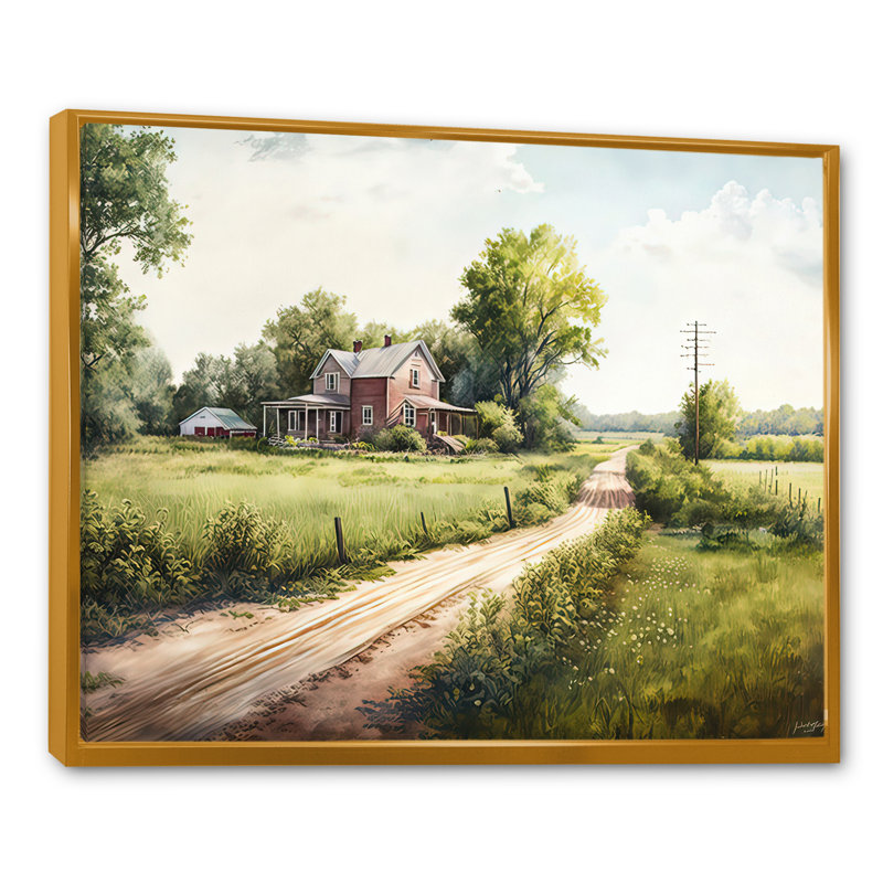 «Beautiful Barn In Spring IV», art mural sur toile, H 24 po x l 32 po x P 1 po, Cadre flottant doré