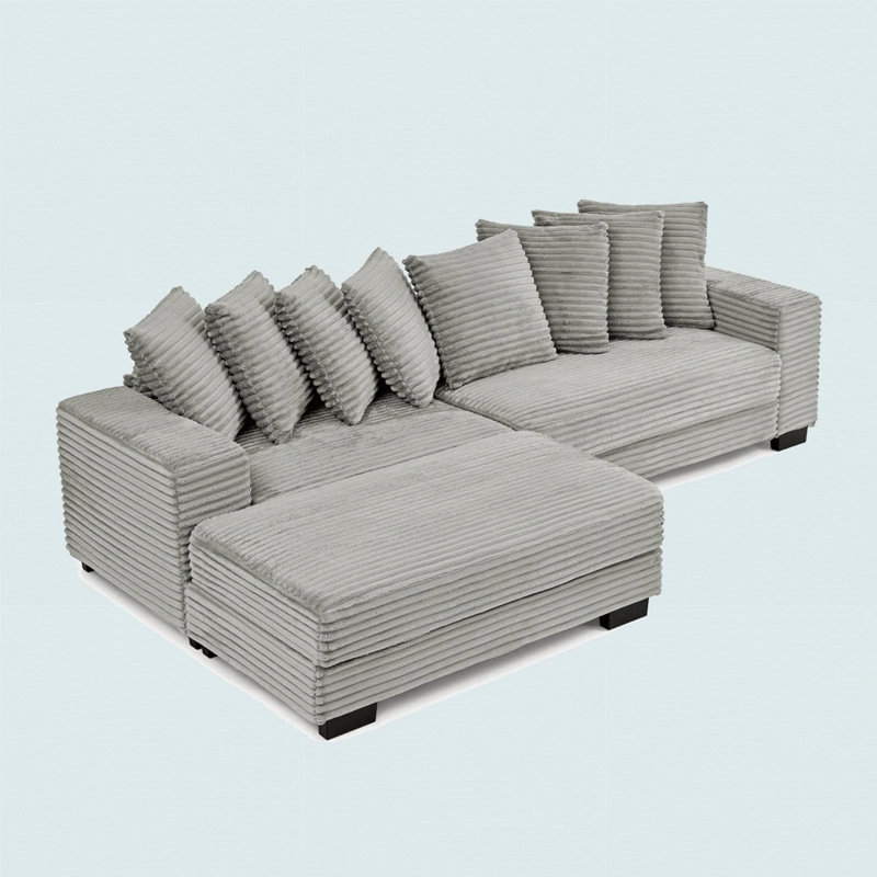 Canapé-lit modulaire rembourré Corduroy, Gris