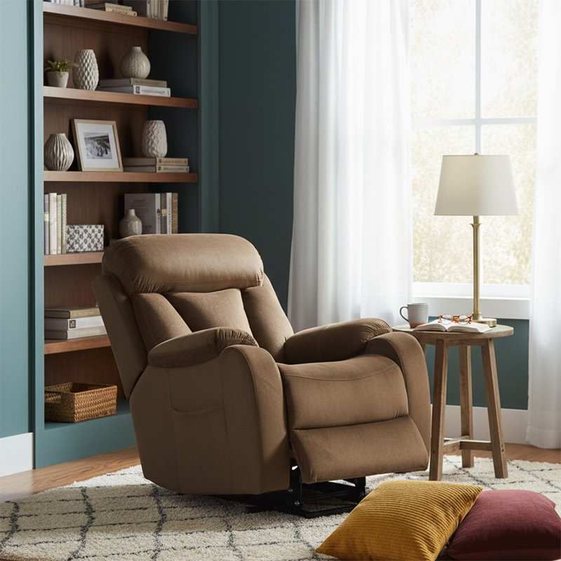 Fauteuil inclinable classique avec rangement, Velours brun