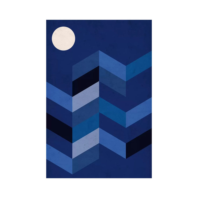 Geometric Landscape With Full Moon by Nouveau Prints - Wrapped Canvas Gallery-Wrapped Canvas Giclée, 20.32 cm H x 30.48 cm W