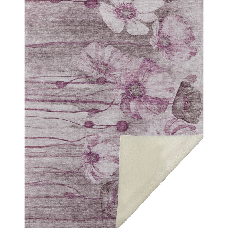 Jeté floral Sherpa ASB712 Addison, Prune