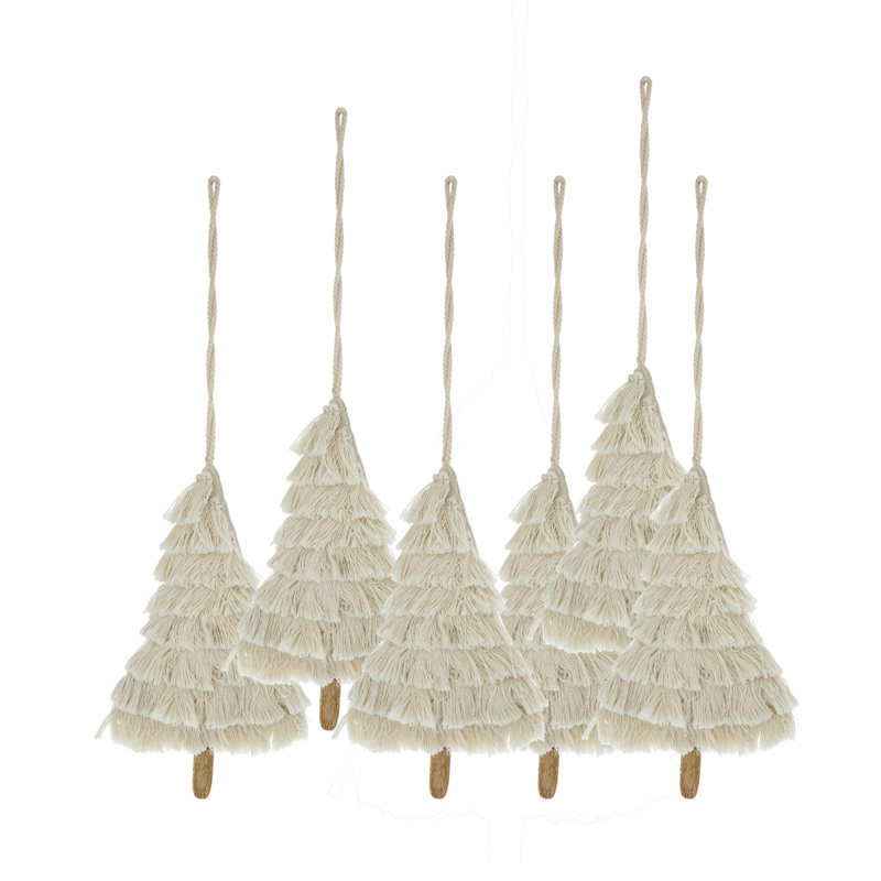 Ornement en forme d'arbre à franges de 4,3 po x 7,5 po, décorations suspendues pour arbre de Noël, présentoir des Fêtes, ensemble de 6