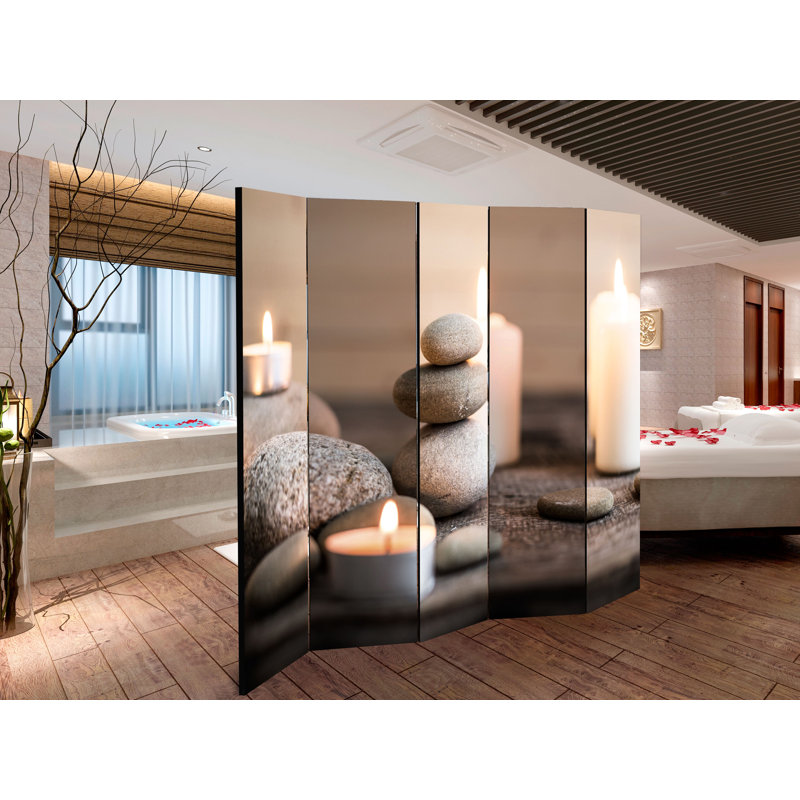 225cm W x 172cm H 5 - Panel Wood Folding Room Divider