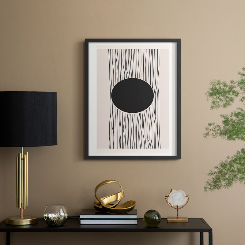 Abstrait, abstrait encadré, prêt à accrocher, H 20 po x l 16 po, Noir