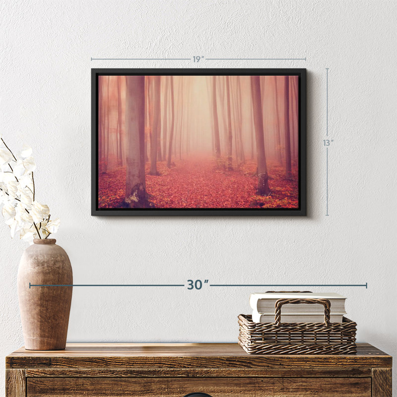 Nature «Foggy Red Forest Canvas Print», H 13 po x l 19 po