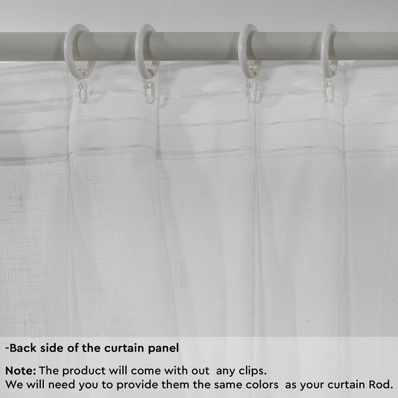 Pinch Pleated Extra Long & Extra Wide Faux Linen Semi Sheer Single Panel, White, 26" W x 95" L