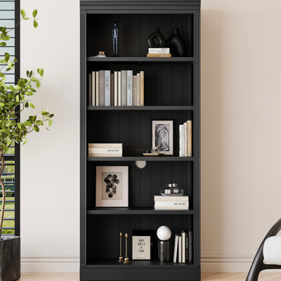 5 bibliothèques en bois avec bandes à DEL, 83,4 po de hauteur, tablettes réglables pour / livres / films, rangement noir