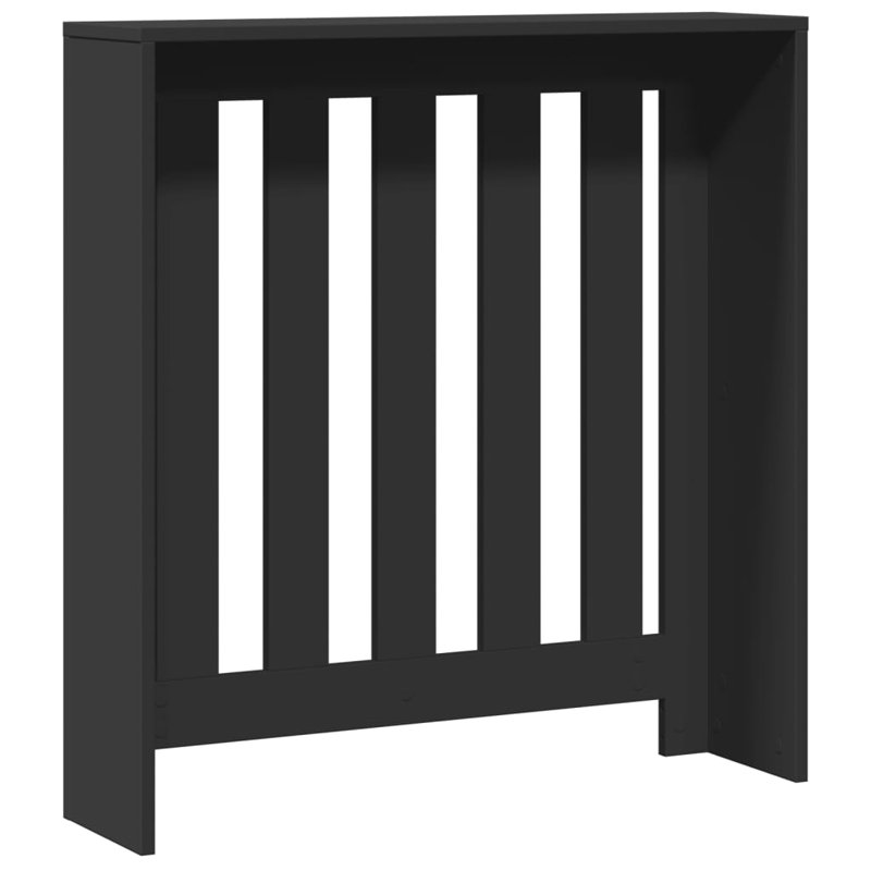 Small Radiator Cover, Black, 78 x 20 x 82 cm, Vertical Slats