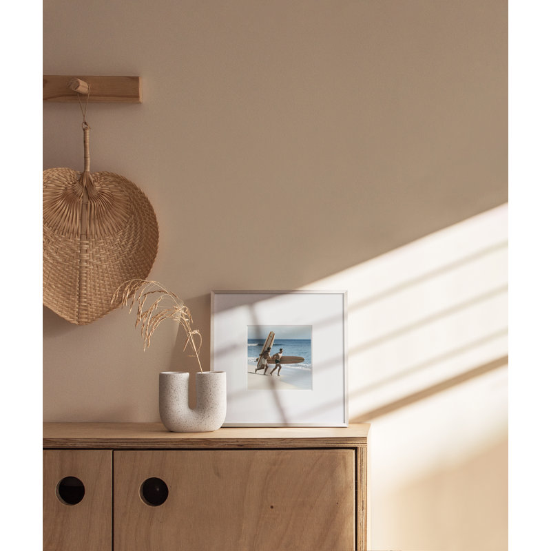 Metal Picture Frame with Glass, White, 8" W x 8" H