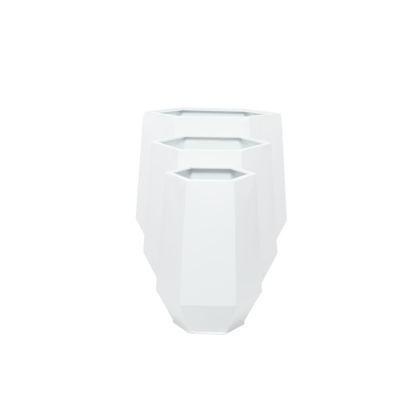 Esta Metal Planter - Set of 3, White