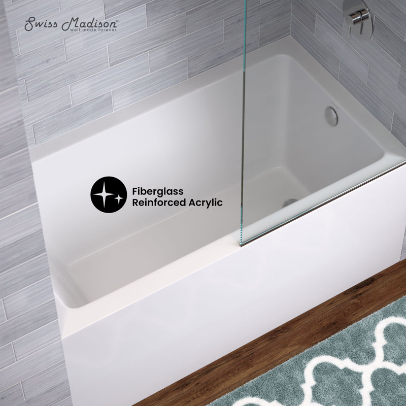 Voltaire 54 x 30 Skirted Right Drain Soaking Alcove Bathtub in Glossy White, Porcelain White, Right
