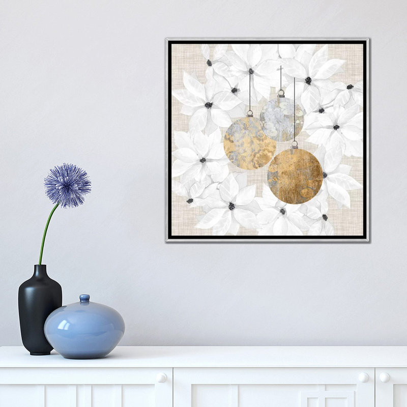 «Soph sophistiqué Noël III» par Grace Popp - impression, H 18 po x l 18 po x 1,5 po, Toile avec cadre argenté, Pas de tapis