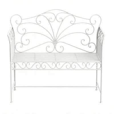 Ornate Metal Outdoor Bench with Antique Motifs