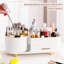 Organisateur de maquillage rotatif à 360 ° avec porte-pinceau et tiroir, grand espace de rangement pour cosmétiques pour comptoir de meuble-lavabo, vitrine de soins de la peau et de beauté à compartiments multiples-1439700209