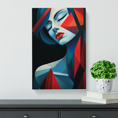 Art Deco Woman Cubism - Wrapped Canvas Print