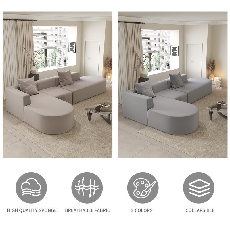 Latitude Run® L Shaped Modular Sectional Couches Sofa,110" Corduroy ...