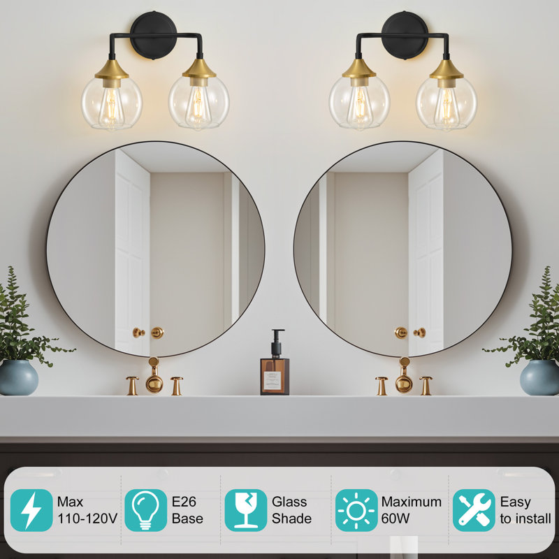 Scheider Dimmable Bathroom Vanity Light, Black, 2