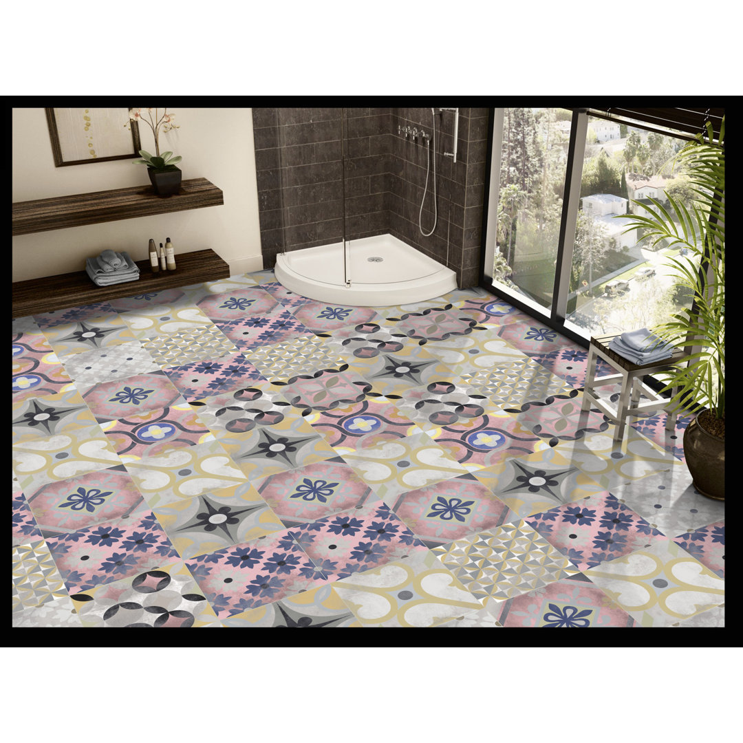 Merida 12" x 12" Ceramic Patterned Wall & Floor Tile Moroccan Mosaic