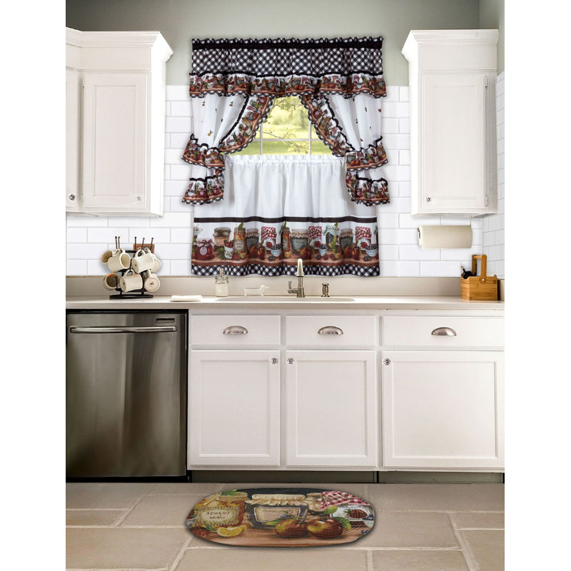 Tejeda Ruffled Kitchen Curtain, 57" W x 24" L