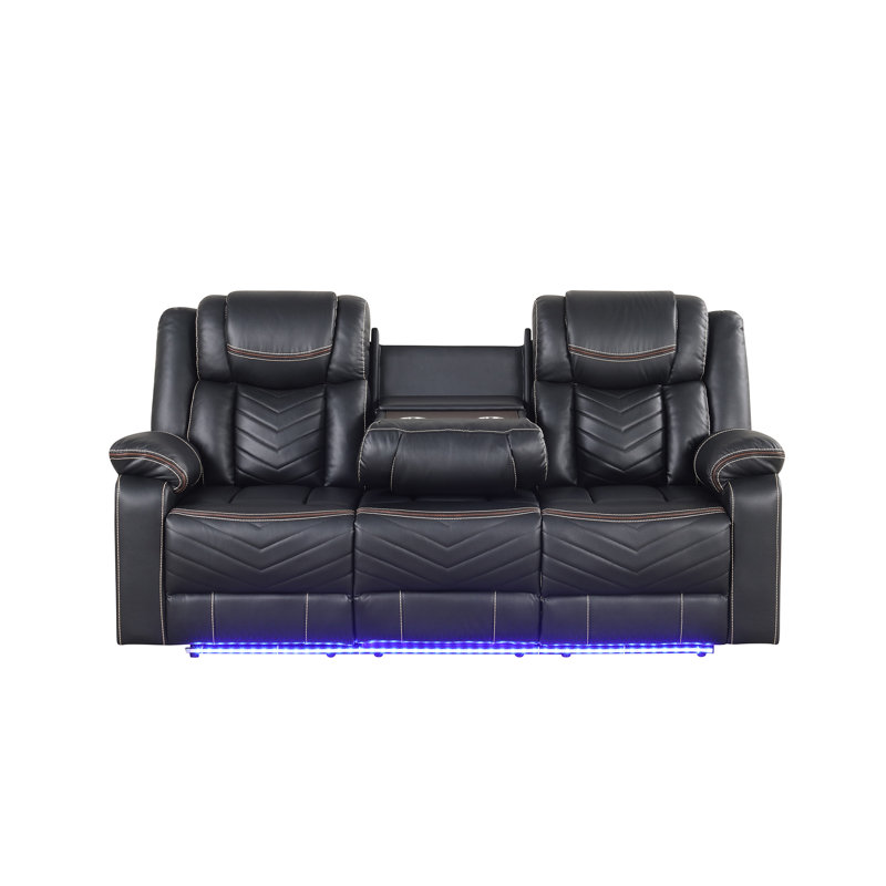 Jahshaun 71'' Upholstered Reclining Loveseat, Black