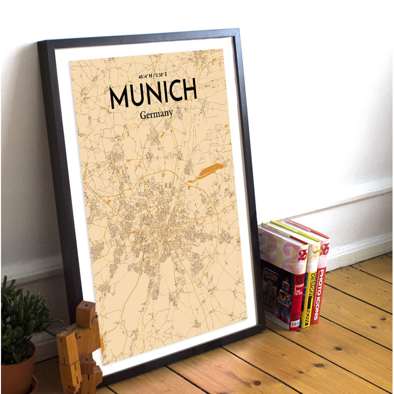 Munich City Map - No Frame Print, 43.2cm H x 27.9cm W x 0.13cm D