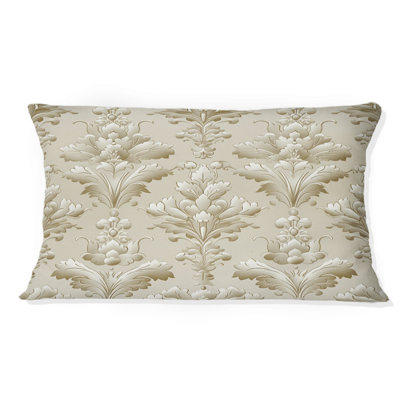 Coussin lombaire beige classique à motif damassé classique I