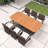 6-Person Patio Dining Set With 86.3"-109.4" Long Extended Acacia Wood Table