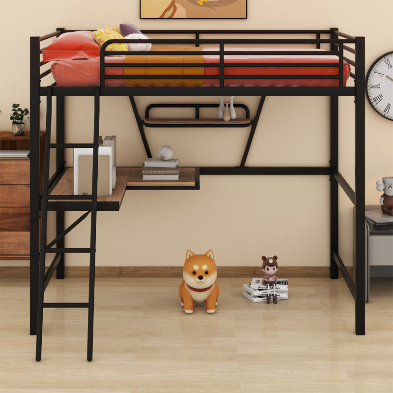 Lit mezzanine pour enfants Catlyn, Noir, Double