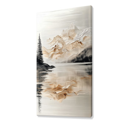 «White Gold Golden Mountain Reflection III», reproduction d'art sur toile, cadre encadré